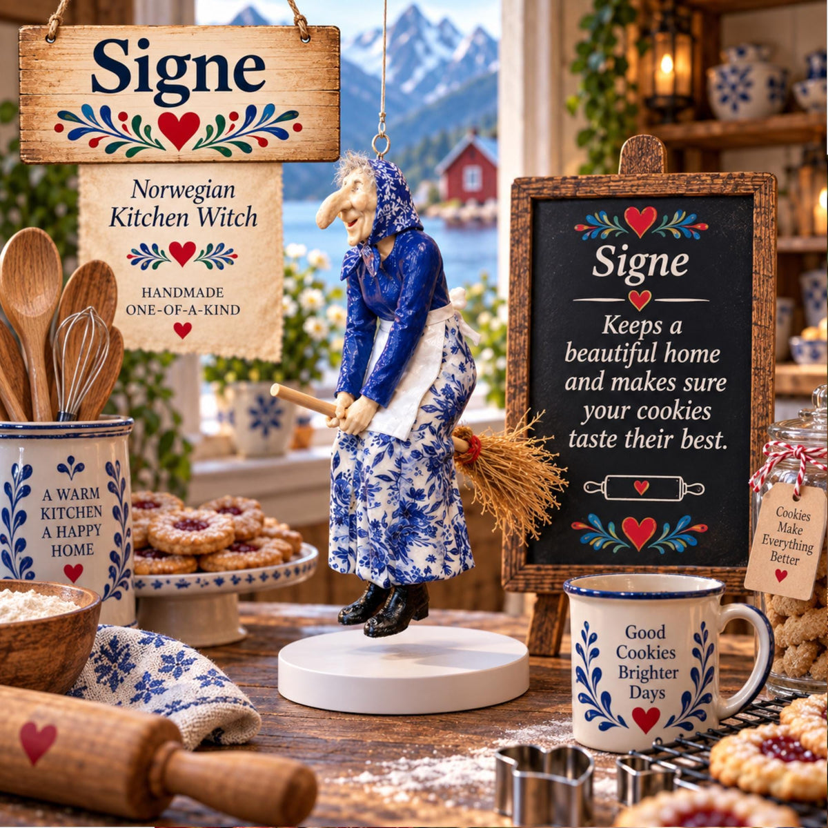 🧙 TYII™ Norwegian Kitchen Witch – Good Luck Hanging Ornament, Funny Kitchen Decor & Unique Gift 🍀