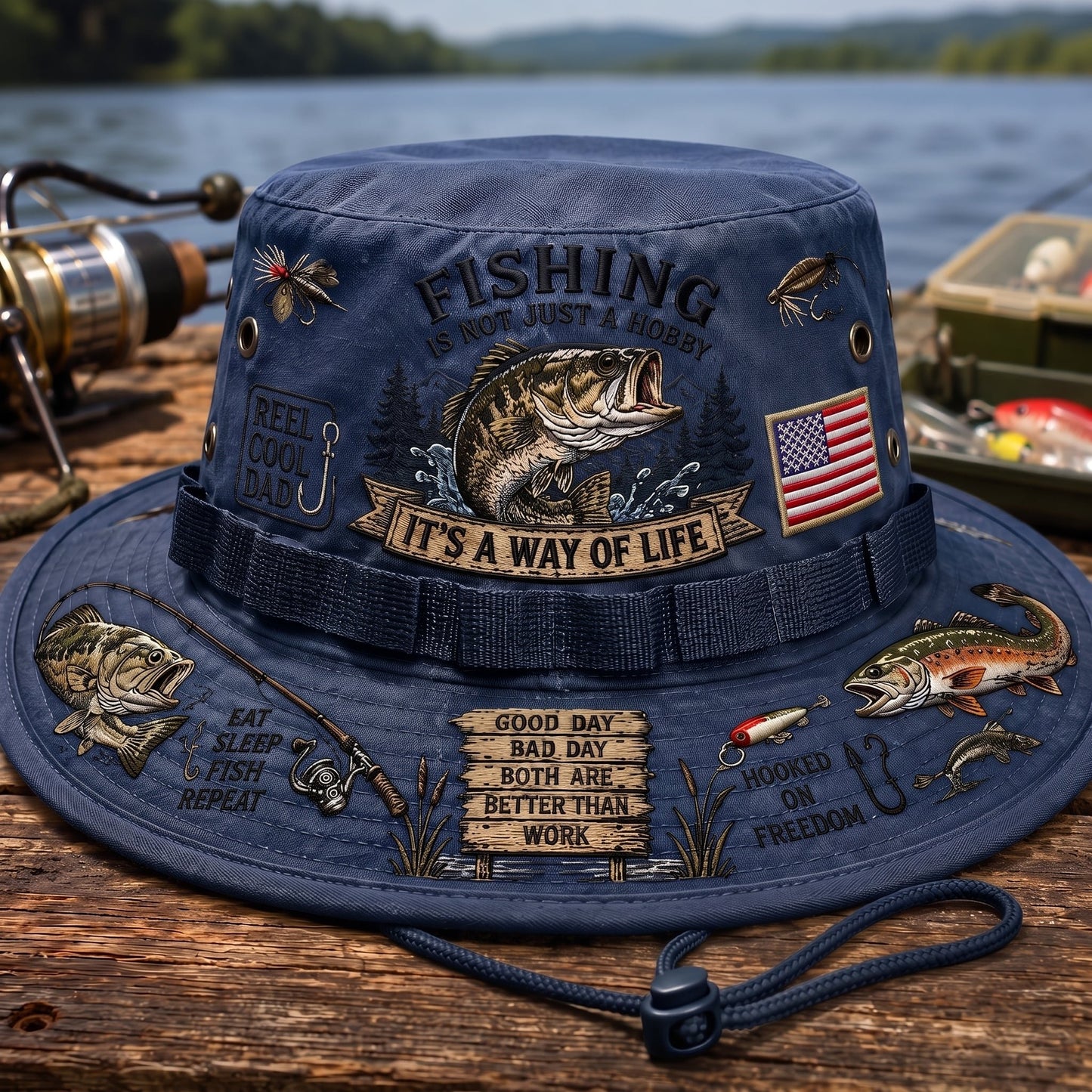 Fishing Is a Way of Life Embroidered Boonie Hat – Outdoor Fishing Bucket Hat