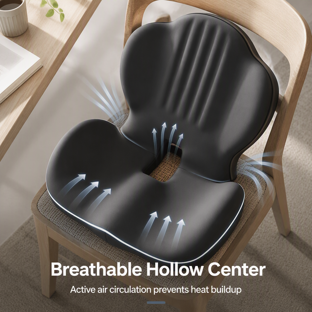 Ergonomic Memory Foam Seat Cushion – Comfortable Support for Office & Car