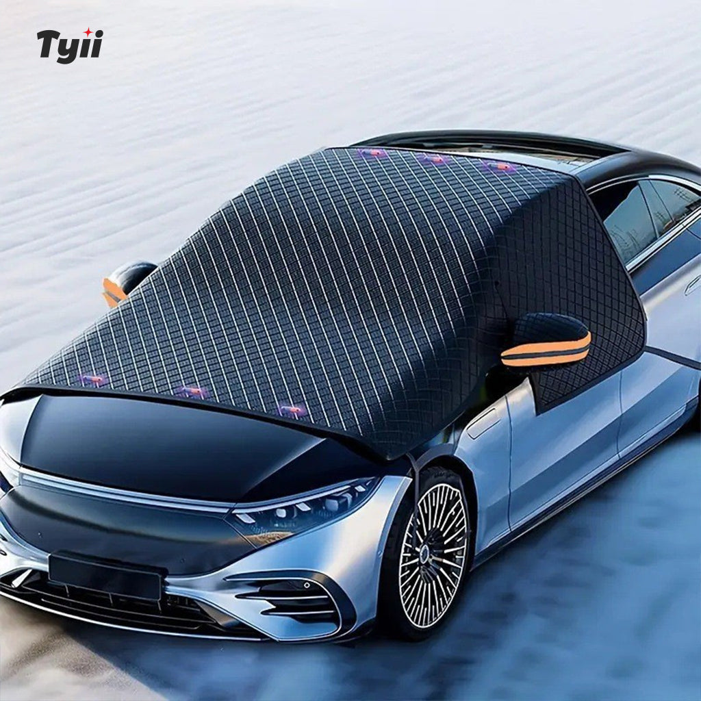 TYII™ All-Weather Magnetic Windshield Cover – Snow, Frost, Ice & Sun Protector with Side Mirror Covers