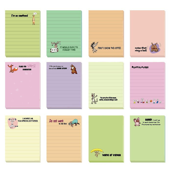 ๐ 12-Pack Sarcastic Office Sticky Notes โ Funny Coworker Memo Pads & Hilarious Desk Gifts