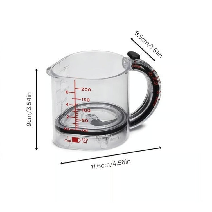 Tyiipro™ Adjustable All-in-One Measuring Cup – 1 Cup, ½ Cup, ⅓ Cup & ¼ Cup