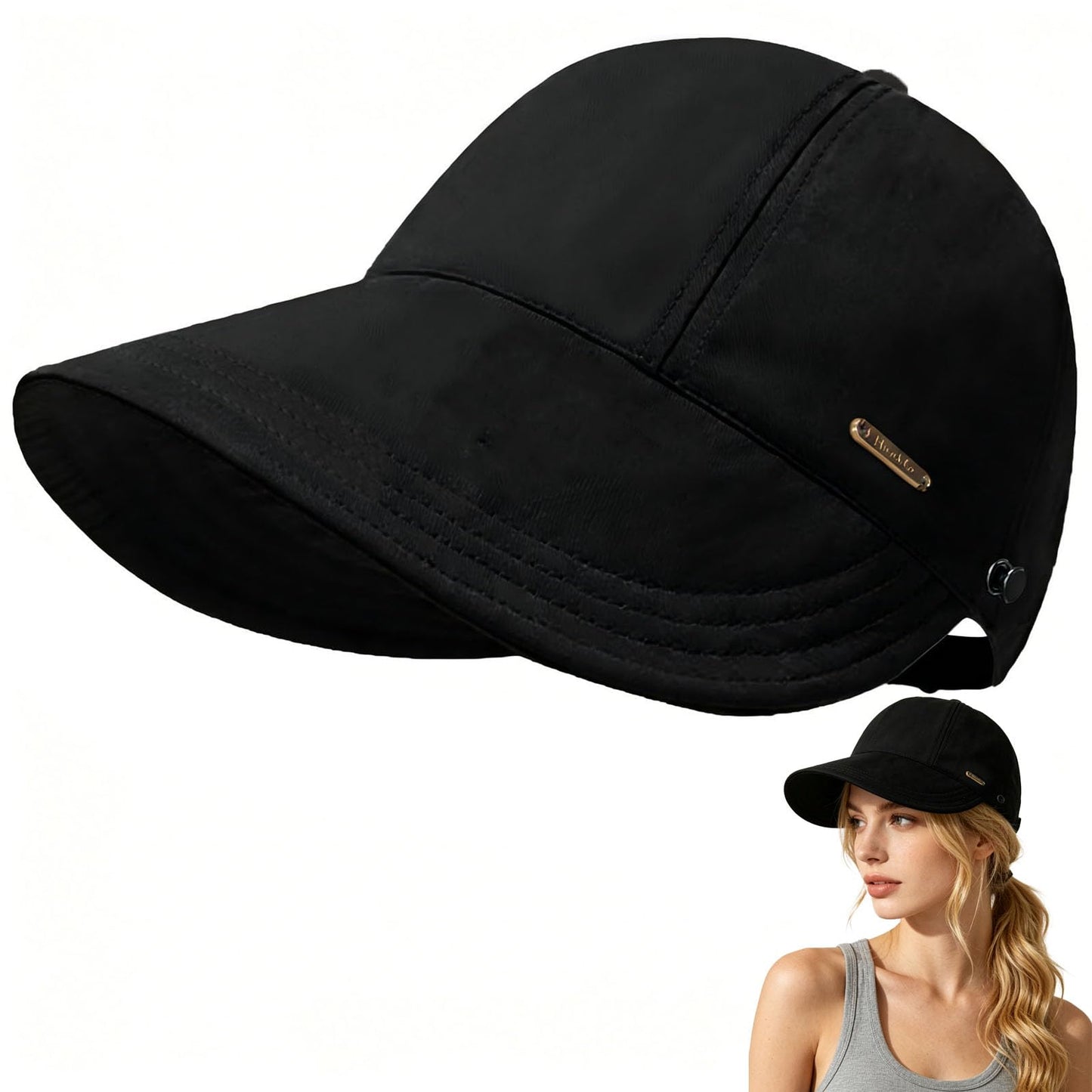 Women's Wide Brim Sun Visor Hat – UPF 50+ Foldable UV Protection Cap