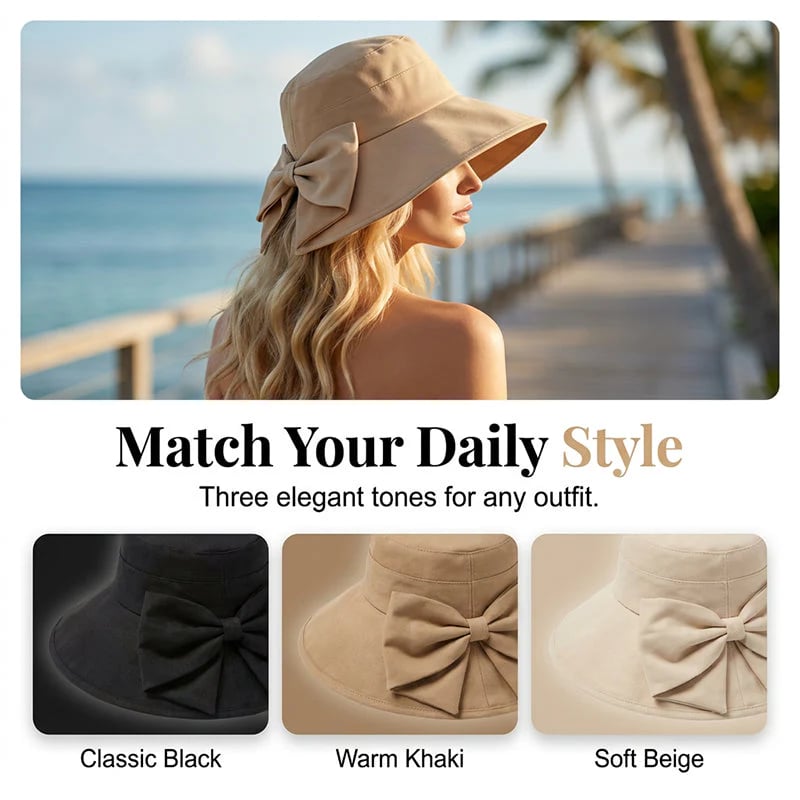 👒Women's Bowknot Wide Brim Sun Protective Hat