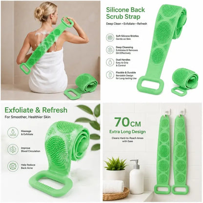 Long Silicone Shower Back Scrubber Strap