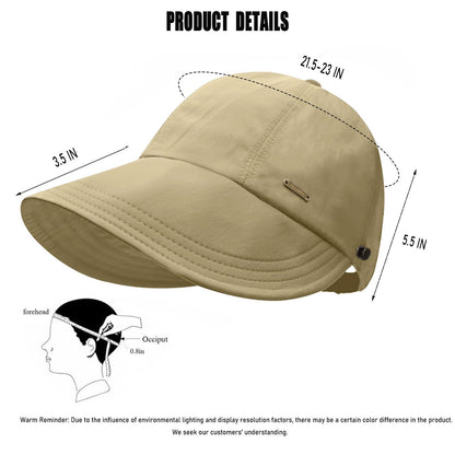 Women's Wide Brim Sun Visor Hat – UPF 50+ Foldable UV Protection Cap
