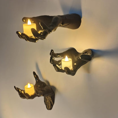 🔥 Ghost Hand LED Candle Holders | Halloween Gothic Wall Decor Set of 3