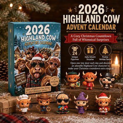 🐮🎄 Highland Cow Christmas Advent Calendar 2026-Open One Door a Day & Grow Your Own Highland Cow Christmas Village!