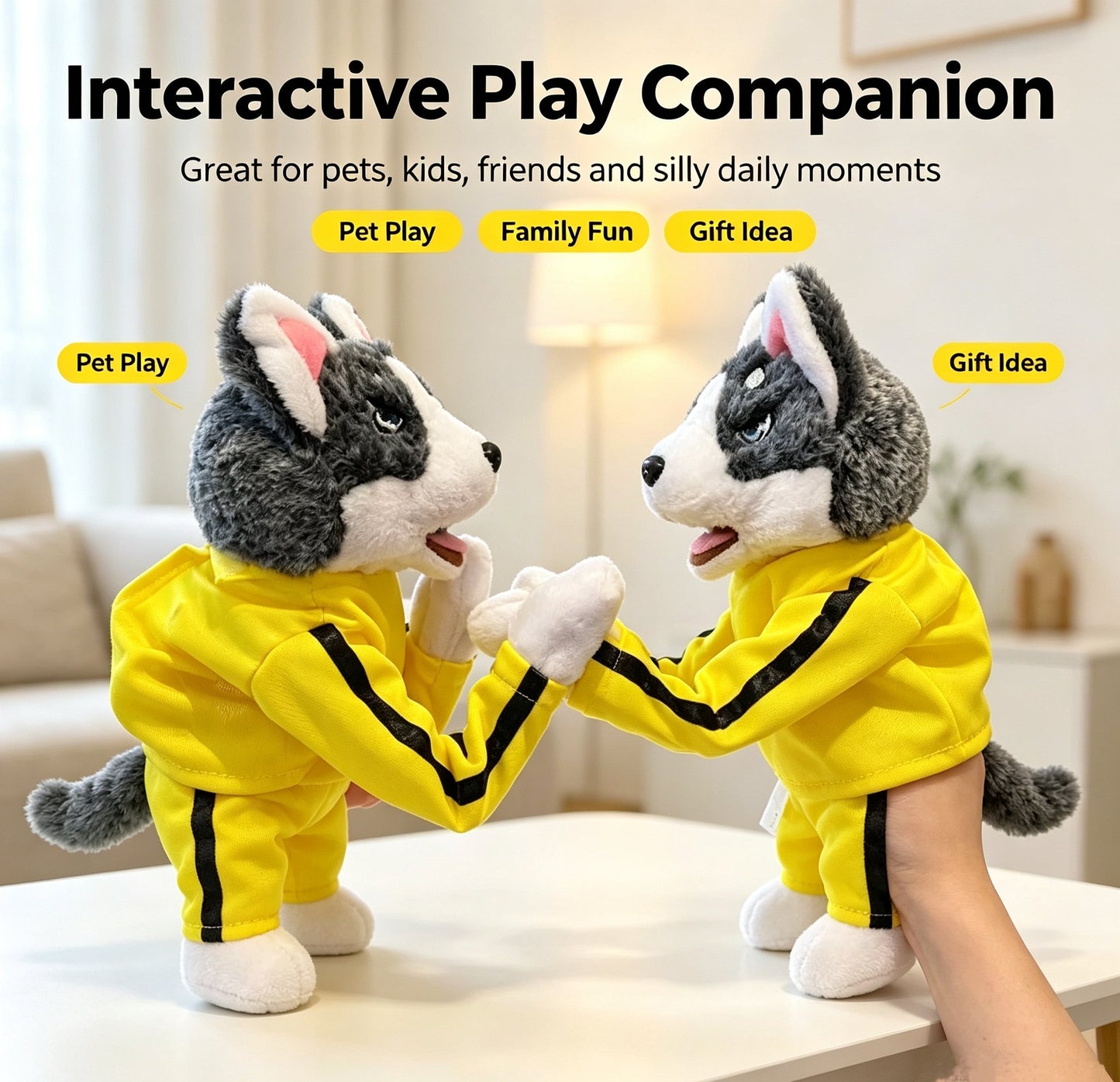 Hand Puppets - Boxing Puppets, Kung Fu Animal Toys Husky Gloves, Birthday Party Pet Toys, Funny Gifts for Small Dogs and Cats to Play with