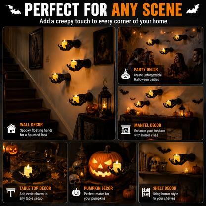 🔥 Ghost Hand LED Candle Holders | Halloween Gothic Wall Decor Set of 3