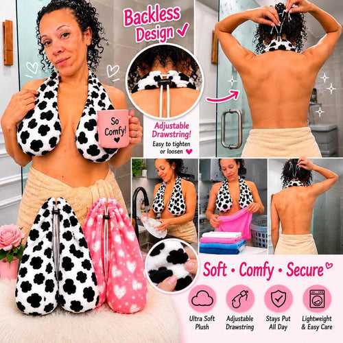 👙 Hands-Free Wearable Shower Towel – Ultra Soft Plush | Adjustable & Moisture Absorbing