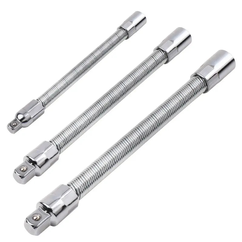 TYIIPRO™ Flexible Socket Extension Bar Set – Bendable Ratchet Wrench Extensions for Tight Spaces, CR-V Steel Automotive Repair Tool Kit