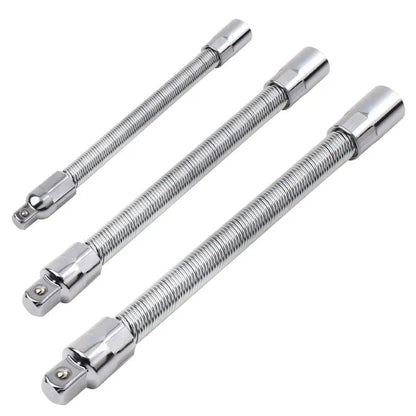 TYIIPRO™ Flexible Socket Extension Bar Set – Bendable Ratchet Wrench Extensions for Tight Spaces, CR-V Steel Automotive Repair Tool Kit