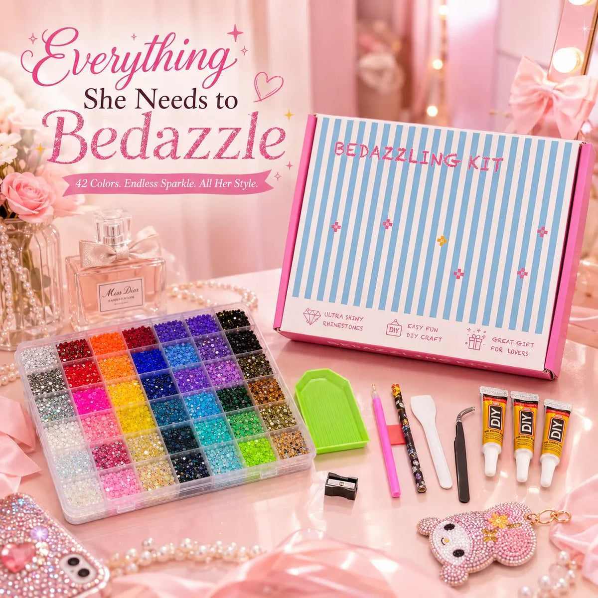 Rhinestone Bedazzling Craft Kit – All-in-One Set with Resin Rhinestones & Tools for DIY Nail Art & Crafts