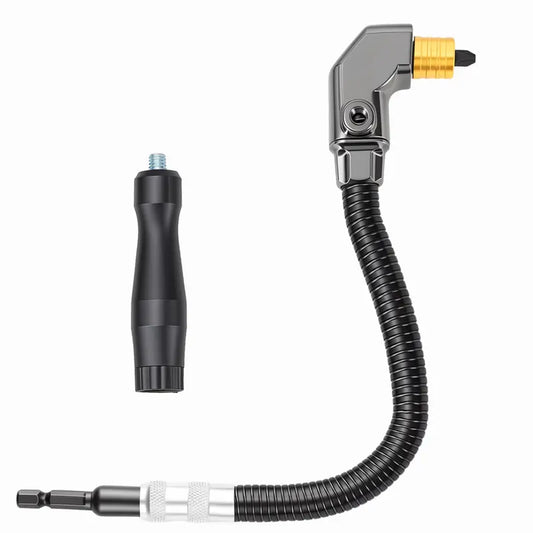 Tyiipro™ 90° Right Angle Flexible Shaft Drill Adapter – 1/4" Quick-Release Corner Driver