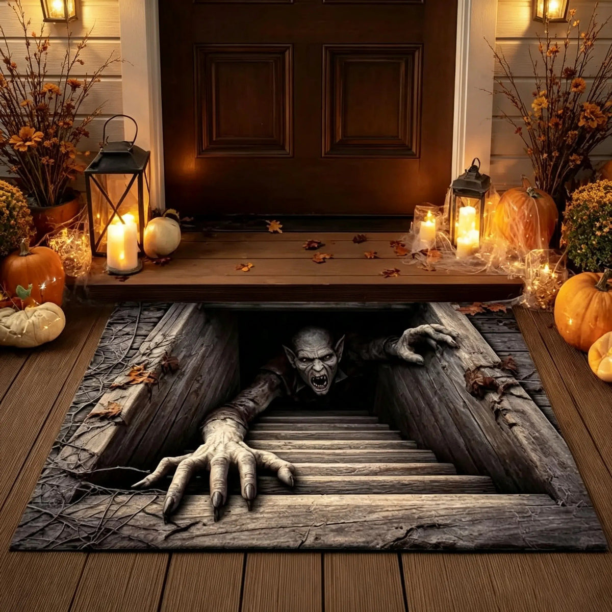 🎃 Halloween Front Door Mat – Visual Skull & Clown Horror Rug 💀