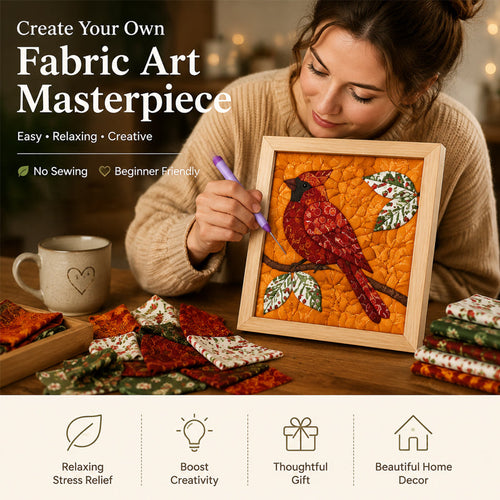 🧵 No-Sew Kinusaiga Fabric Art Kit – DIY Fabric Tucking Wall Art with Frame & Tools