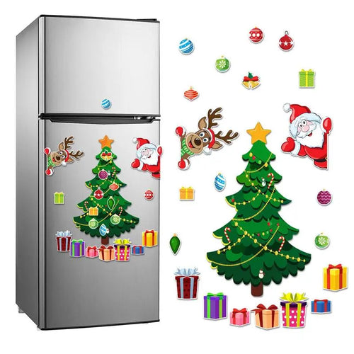 TYII™ Christmas Refrigerator Magnet Set – DIY Christmas Tree, Santa & Reindeer Fridge Decorations, Festive Magnetic Stickers for Kitchen & Home