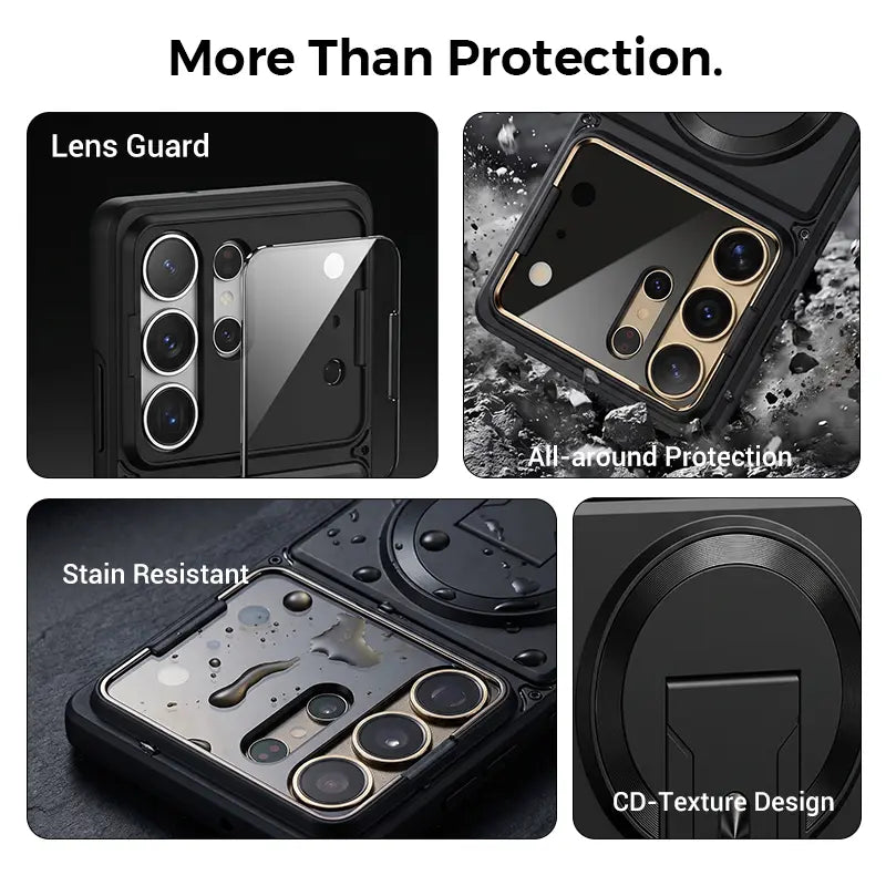 TYIIPRO™ Magnetic Kickstand Phone Case for Samsung Galaxy S Series – Shockproof Slim Case with Camera Lens Protection & Hidden Stand
