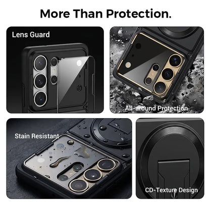 TYIIPRO™ Magnetic Kickstand Phone Case for Samsung Galaxy S Series – Shockproof Slim Case with Camera Lens Protection & Hidden Stand