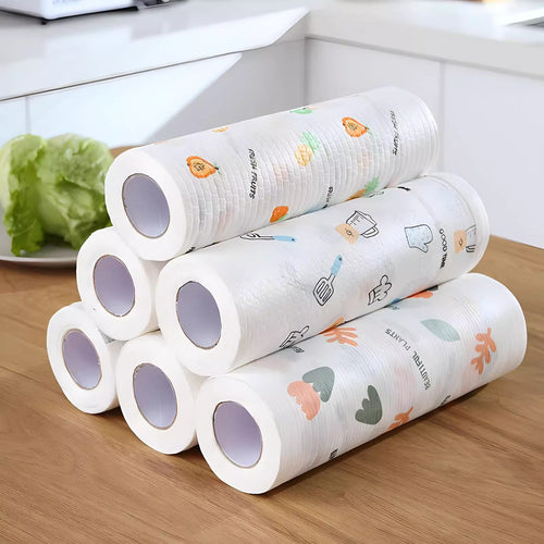 TYIIPRO™ 50-Piece Reusable Paper Towel Roll – Washable Tear-Off Kitchen Cleaning Cloths