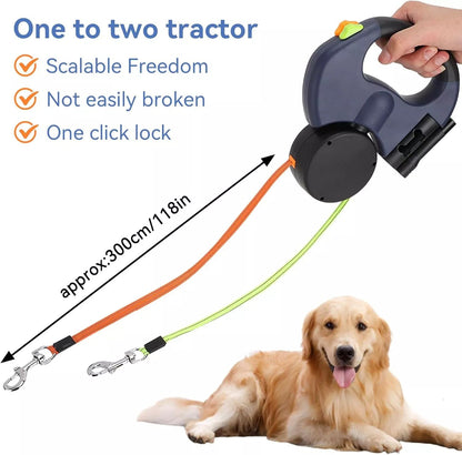 Retractable Dog Leash for Walking Two Dogs