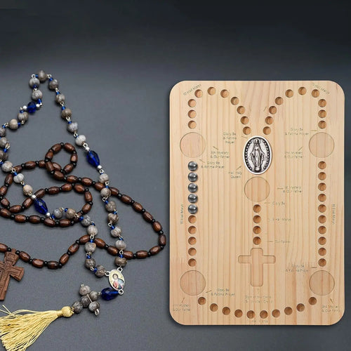 TYII™ Wooden Rosary Bead Board – Prayer Beading Tray for Rosary, Bracelet & Necklace Making