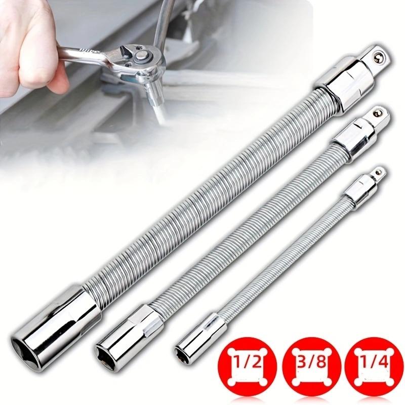 TYIIPRO™ Flexible Socket Extension Bar Set – Bendable Ratchet Wrench Extensions for Tight Spaces, CR-V Steel Automotive Repair Tool Kit