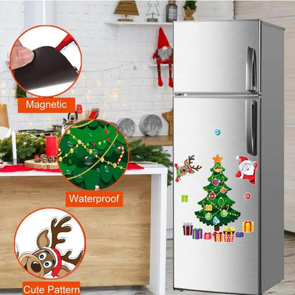 TYII™ Christmas Refrigerator Magnet Set – DIY Christmas Tree, Santa & Reindeer Fridge Decorations, Festive Magnetic Stickers for Kitchen & Home