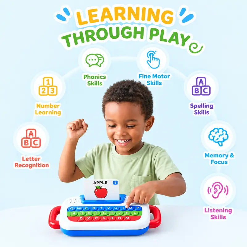 TYII™ Interactive Talking Flash Cards & Pop It Keyboard – 3-in-1 ABC Learning Toy for Kids Ages 3+, 72 Cards & 144 Words