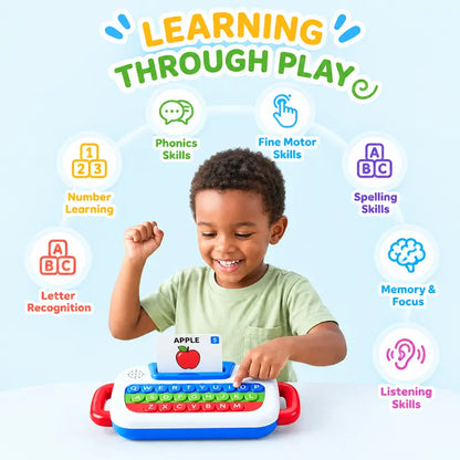 TYII™ Interactive Talking Flash Cards & Pop It Keyboard – 3-in-1 ABC Learning Toy for Kids Ages 3+, 72 Cards & 144 Words