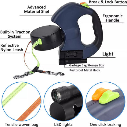 Retractable Dog Leash for Walking Two Dogs