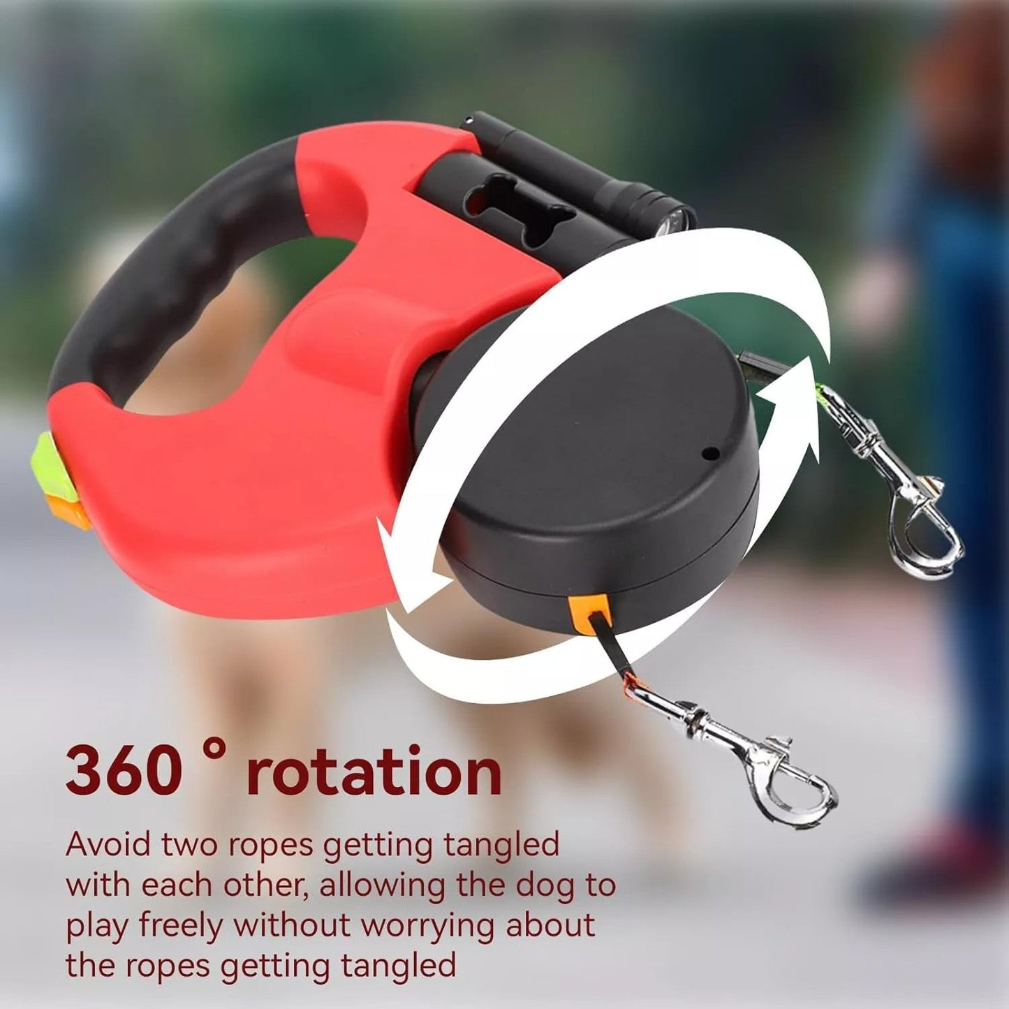 Retractable Dog Leash for Walking Two Dogs
