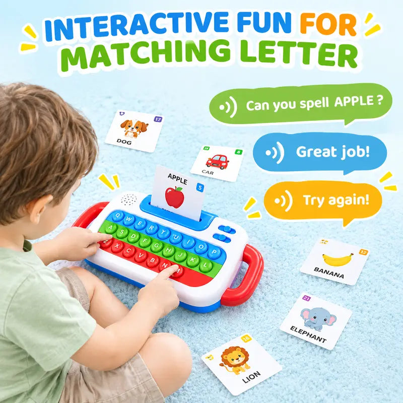 TYII™ Interactive Talking Flash Cards & Pop It Keyboard – 3-in-1 ABC Learning Toy for Kids Ages 3+, 72 Cards & 144 Words