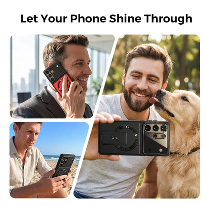 TYIIPRO™ Magnetic Kickstand Phone Case for Samsung Galaxy S Series – Shockproof Slim Case with Camera Lens Protection & Hidden Stand