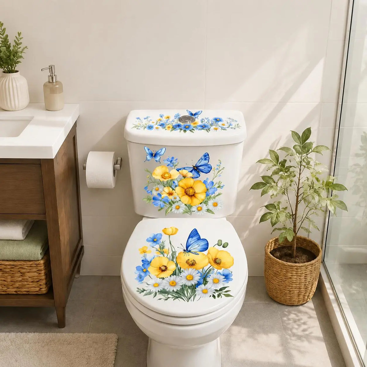 3-Piece Bathroom Toilet Sticker Set