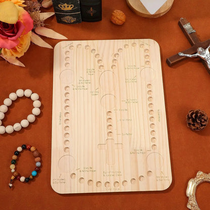 TYII™ Wooden Rosary Bead Board – Prayer Beading Tray for Rosary, Bracelet & Necklace Making