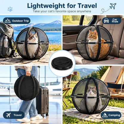 TYII™ Portable Pop-Up Cat Enclosure – 360° Breathable Mesh Outdoor Cat Playpen, Foldable Spherical Cat Tent for Indoor & Outdoor Use