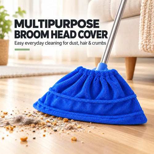 TYII™ Multipurpose Coral Fleece Broom Head Cover – Reusable Dust & Hair Cleaning Cover for Wet & Dry Floor Cleaning
