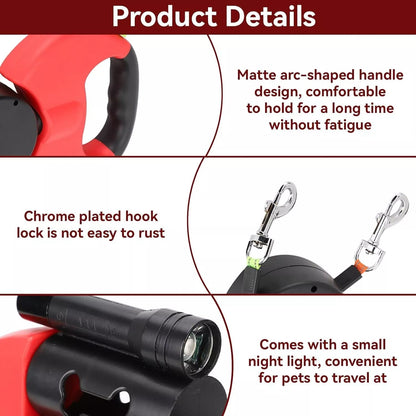 Retractable Dog Leash for Walking Two Dogs
