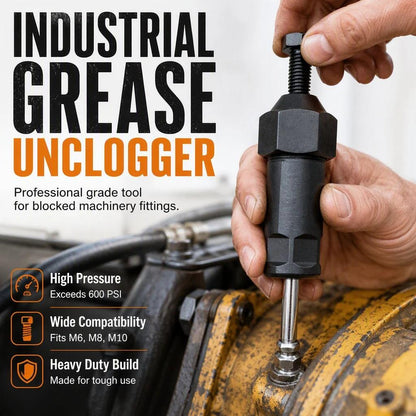TYIIPRO™ Heavy-Duty Grease Fitting Cleaner – 600 PSI High-Pressure Grease Gun Unclogging Tool with M6/M8/M10 Adapters