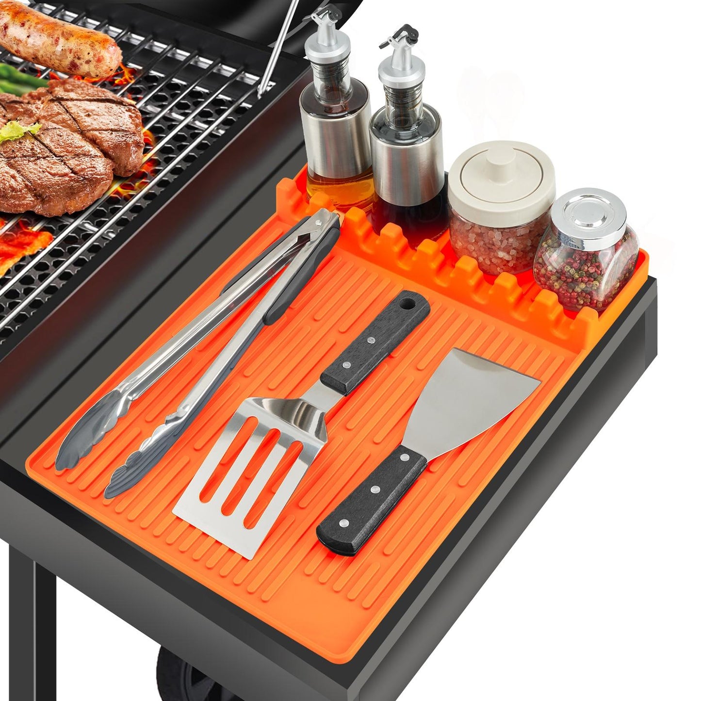 TYIIPRO™ Silicone Grill Side Shelf Mat – Heat Resistant BBQ Tool Organizer