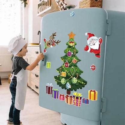 TYII™ Christmas Refrigerator Magnet Set – DIY Christmas Tree, Santa & Reindeer Fridge Decorations, Festive Magnetic Stickers for Kitchen & Home