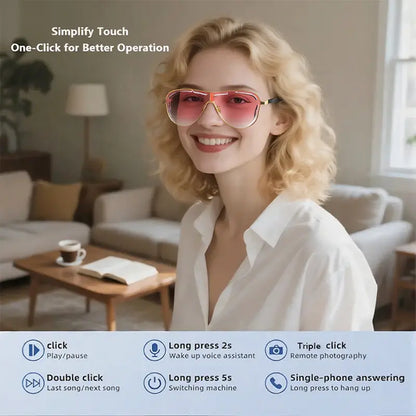 TYIIPRO™ Smart Bluetooth 5.4 Audio Sunglasses – Open-Ear Wireless Music Glasses with UV Protection & Hands-Free Calling