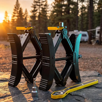 TYIIPRO™ RV Tire Stabilizer – X-Shaped Dual Tire Chock for Travel Trailers, Motorhomes & Campers