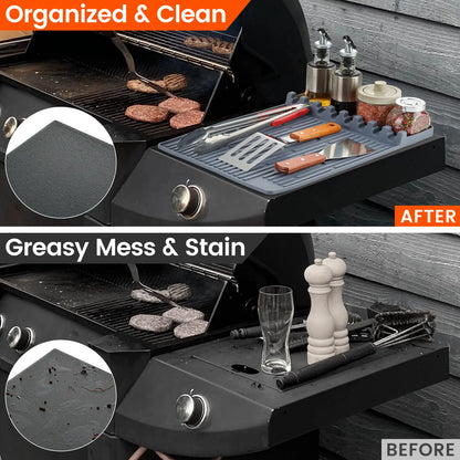 TYIIPRO™ Silicone Grill Side Shelf Mat – Heat Resistant BBQ Tool Organizer