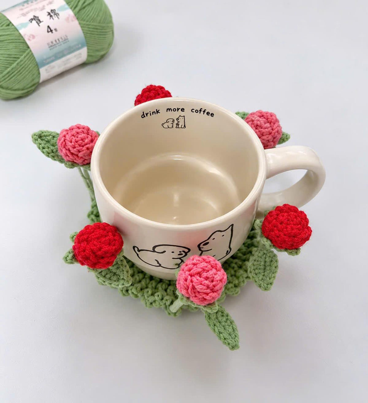 🌸 TYII™ Handmade Pop-Up Flower Coaster – 3D Crochet Cup Mat