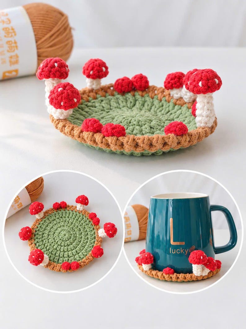 🌸 TYII™ Handmade Pop-Up Flower Coaster – 3D Crochet Cup Mat