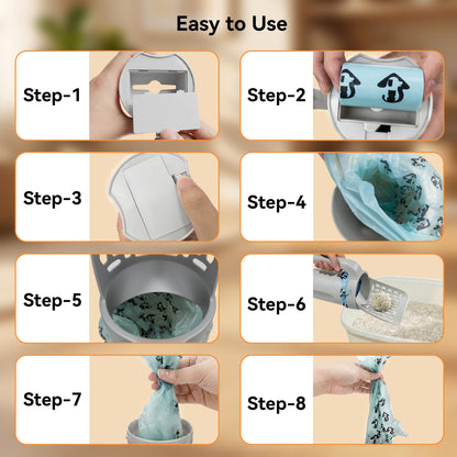 TYIIPRO™ 2-in-1 Cat Litter Scoop with Built-In Waste Bag Dispenser – Includes 2 Bag Rolls