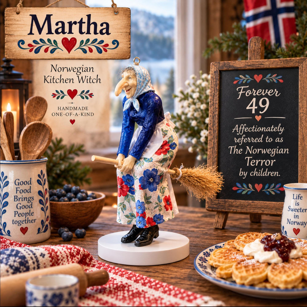 🧙 TYII™ Norwegian Kitchen Witch – Good Luck Hanging Ornament, Funny Kitchen Decor & Unique Gift 🍀